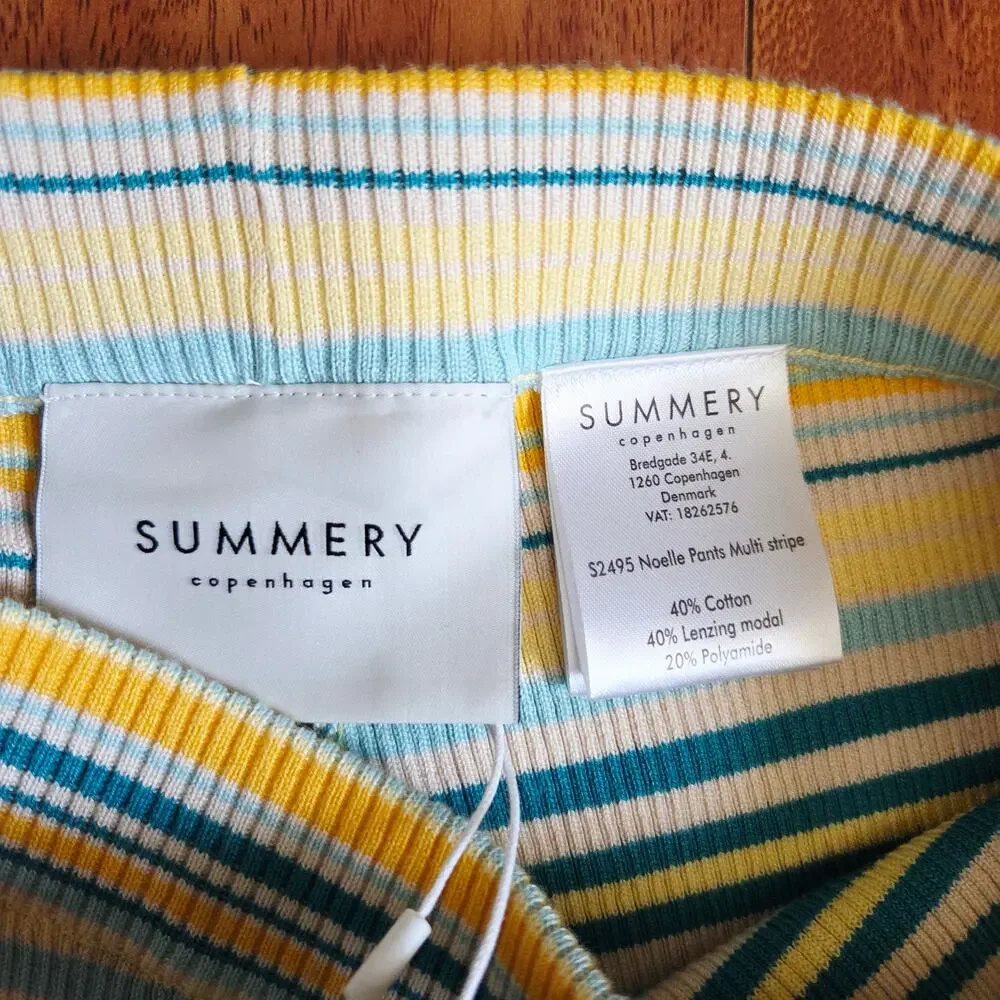 SUMMERY Copenhagen Noelle Ribbed Knit Stripe Top & Pants Set XS NWT